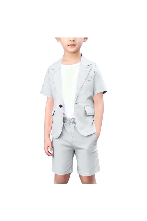Boys' 2-Piece Blazer Outfit – Short Sleeve Single Breasted Blazer & Shorts, Trendy & Comfortable, Sizes 1-13 Years
