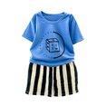 thumbnail image 1 of Ugoldhm Boys 2-Piece Trendy Set, Graphic T-Shirt & Vertical White and Black Striped Shorts, 6 Months to 10 Years Old, 1 of 8