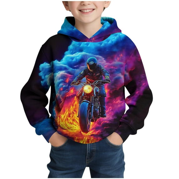 Ugoldhm Boys Cool Printed Sweatshirts Pullover Hooded Shirts with Pocket Fall Winter Outerwear