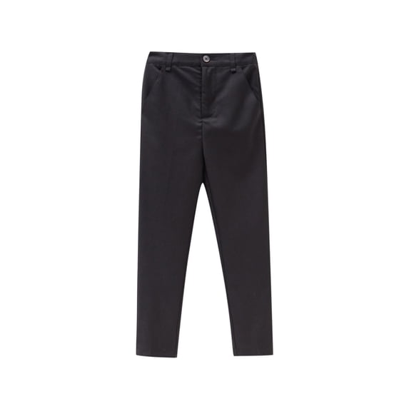 Ugoldhm Boys Flat Front Uniform Pants - Button Closure Straight Leg Dress Pants for 3-16 Years