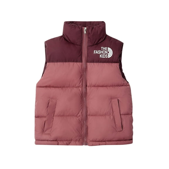 Ugoldhm Boys Girls Vest Full Zip Color Block Puffer Coat Winter Thermal Lightweight Outerwear Sizes 2T-15Y