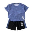 thumbnail image 1 of Ugoldhm Boys Summer Outfits Crew Neck Solid Color Short Sleeve Relaxed Tops and Shorts Set Size 3-10, 1 of 3
