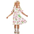 thumbnail image 1 of Ugoldhm Casual Girls Graphic Print Summer Dress - Short Sleeve Crew Neck Midi Dresses, Size 3-12, 1 of 9