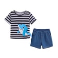thumbnail image 1 of Ugoldhm Cotton Summer Short Sleeve Striped Relaxed Crew Neck T-Shirt and Shorts Set Size 4-8, 1 of 6