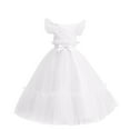 thumbnail image 1 of Ugoldhm Girl's Short Sleeve Mesh Dress Tea-Length Summer Dressy Solid Color Crew Neck Ball Gown Size 7-14, 1 of 9