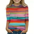 thumbnail image 1 of Ugoldhm Girls 3/4 Sleeve Crewneck Tops Casual Fashion Striped Tees Sizes 3-11, 1 of 5