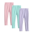 thumbnail image 1 of Ugoldhm Girls' 3-Pack Stretch Leggings - Elastic Waist Full Length Lightweight Bottoms, 2-13 Years, 1 of 8