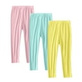 thumbnail image 1 of Ugoldhm Girls' 3-Pack Stretch Leggings - Elastic Waist Full Length Lightweight Bottoms, 2-13 Years, 1 of 8