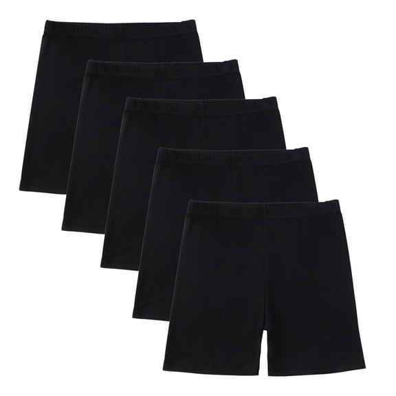 Ugoldhm Girls' 5-Pack Stretchy Bike Shorts, Breathable Under Dresses Safety Shorts, 5-14 Years
