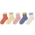 thumbnail image 1 of Ugoldhm Girls 5 Pair Crew Socks - Soft Breathable Cotton, Solid Color Cute Socks for 1-12 Years, 1 of 4