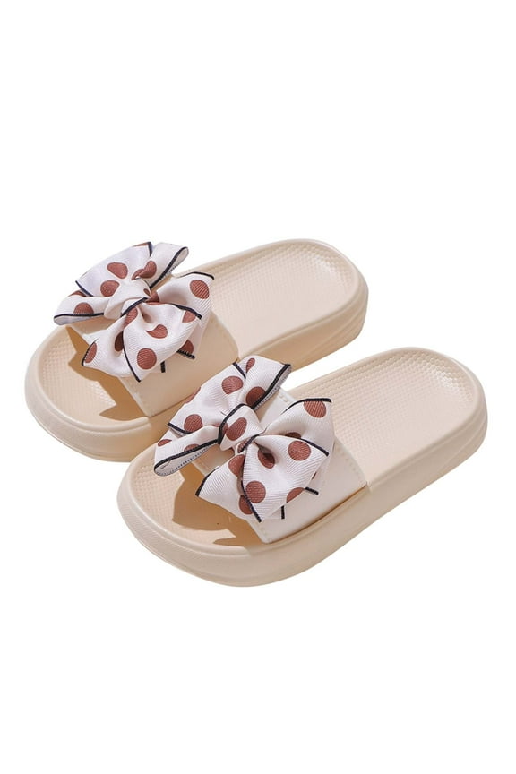 Girls Bow Slippers Outdoor/Indoor Shoes Soft Sole, Breathable Party & Daily Wear for Tweens (5-12 Years)