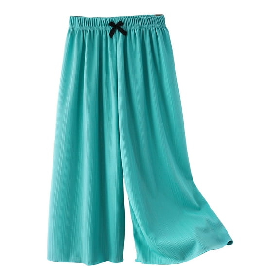 Ugoldhm Girls Bow Wide-Leg Pant Everyday Relaxed Comfortable Summer Casual Wear Trousers 6Months-8Years