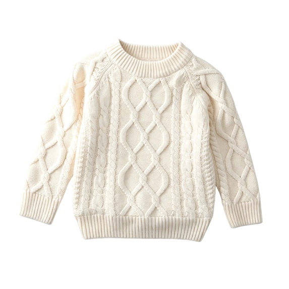 Ugoldhm Girls Cable Knit Sweater, Crew Neck Long Sleeve Raglan Casual Pullover Jumper for Little & Big Kids