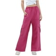 thumbnail image 1 of Ugoldhm Girls Cargo Pants Fashion Pocket Elastic Waist Streetwear Loose Wide-Leg Pant Summer Trousers Size 8-12, 1 of 7