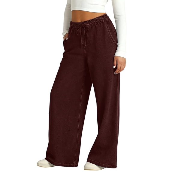 Ugoldhm Girls Casual Denim Texture Wide Leg Pants Drawstring Elastic Waist Soft Trousers with Pockets for Street Style