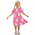 thumbnail image 1 of Ugoldhm Girls Casual Short Sleeve Summer Midi Dress - Crew Neck Flowy Sun Dresses, Size 3-12, 1 of 9