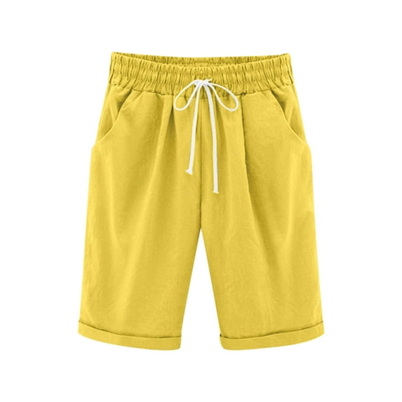 Ugoldhm Girls Casual Shorts Unisex Drawstring Solid Color Summer Sport Elastic Waist Pockets Bermuda Shorts 3-13 Years