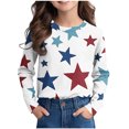 thumbnail image 1 of Ugoldhm Girls Casual Tees Star Print Round Neck Long Sleeve Tops Fashion Fall Undershirt Shirt, 1 of 8