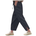 thumbnail image 1 of Ugoldhm Girls' Cropped Pants Elastic Waist Rolled Cuff Summer Pants with Pockets for Ages 4-14, 1 of 7