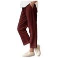 thumbnail image 1 of Ugoldhm Girls' Cropped Pants Elastic Waist Rolled Cuff Summer Pants with Pockets for Ages 4-14, 1 of 6