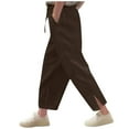 thumbnail image 1 of Ugoldhm Girls' Cropped Pants Elastic Waist Rolled Cuff Summer Pants with Pockets for Ages 4-14, 1 of 6