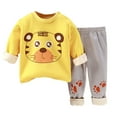 thumbnail image 1 of Ugoldhm Girls Cute Outfit Set Fleece Lined Warm Top and Pant Set Toddlers Kids Winter 2 Piece Set, 1 of 3