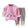 thumbnail image 1 of Ugoldhm Girls Cute Outfit Set Fleece Lined Warm Top and Pant Set Toddlers Kids Winter 2 Piece Set, 1 of 3