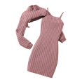 thumbnail image 1 of Ugoldhm Girls Fall Fashion Dress Set Ribbed Mock Neck Crop Top and Cami Dress 2 Piece Set 6-13 Years, 1 of 7