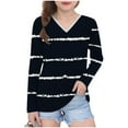 thumbnail image 1 of Ugoldhm Girls Fall Shirts Striped V Neck Long Sleeve Casual Tops Tunic Fall Trendy Tees, 1 of 8