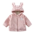 thumbnail image 1 of Ugoldhm Girls Fleece Full Zip Jacket Warm Winter Hooded Coat with Rabbit Ears for 1-8 Years, 1 of 5