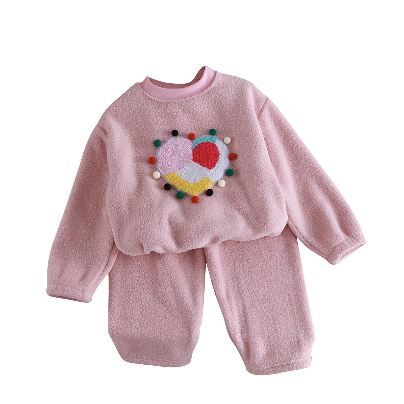 Ugoldhm Girls Fleece Thermal Outfits Set Embroidered Cute Fall Winter 2 ...