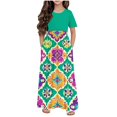 thumbnail image 1 of Ugoldhm Girls Floral Maxi Dresses Summer Casual Short Sleeve Crew Neck T-Shirt Dress 4-14 Years, 1 of 5