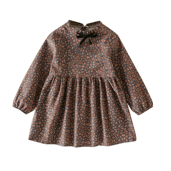 Ugoldhm Girls Long Sleeve Crew Neck Cotton Fall Dress Soft Kids Clothing for Toddlers & Girls Sizes 1-14