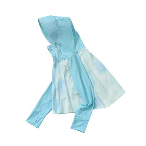 Ugoldhm Girls Long Sleeve Sun Shirt - Color Block Hooded Top Lightweight Casual Summer Kids ClothesSizes 2-14