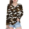 thumbnail image 1 of Ugoldhm Girls Long Sleeve Tees Camouflage Print V Neck Casual Tops Fall Long Sleeve Kids Shirts, 1 of 8