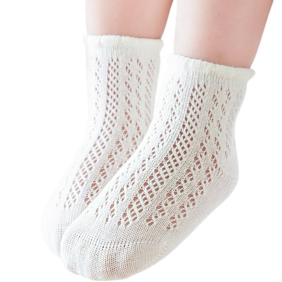 Ugoldhm Girls Mid-Calf Socks - Lightweight Mesh, Breathable for Everyday Wear, Sizes 3-14 Years