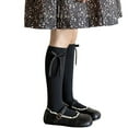 thumbnail image 1 of Ugoldhm Girls' Mid-Calf Socks, Solid Bow Tie Ribbed Socks for 6-14 Years, All Season Daily Wear, 1 of 2