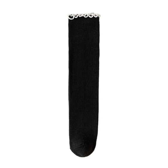 Ugoldhm Girls Mid-Calf Socks with Lettuce Trim, Breathable Comfortable School Cute Socks