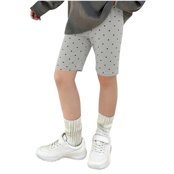 Ugoldhm Girls Polka Dot Print Biker Shorts Soft Stretchy Elastic Waist Kids Athletic Shorts Summer Pants for Play