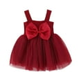 thumbnail image 1 of Ugoldhm Girls Bow Dresses Cute Solid Color Mesh Sleeveless Fashion Slip Dress Summer Clothes 6Months-4Years, 1 of 8