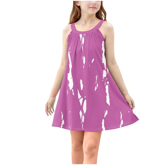 Ugoldhm Girls Sleeveless Dresses Cute Print Trendy Casual Cute Slip Dress Summer Clothes Size 4-15