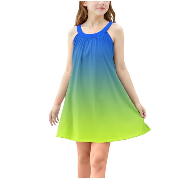 Ugoldhm Girls Sleeveless Dresses Casual Trendy Cute Cute Print Slip Dress Summer Clothes Size 4-15