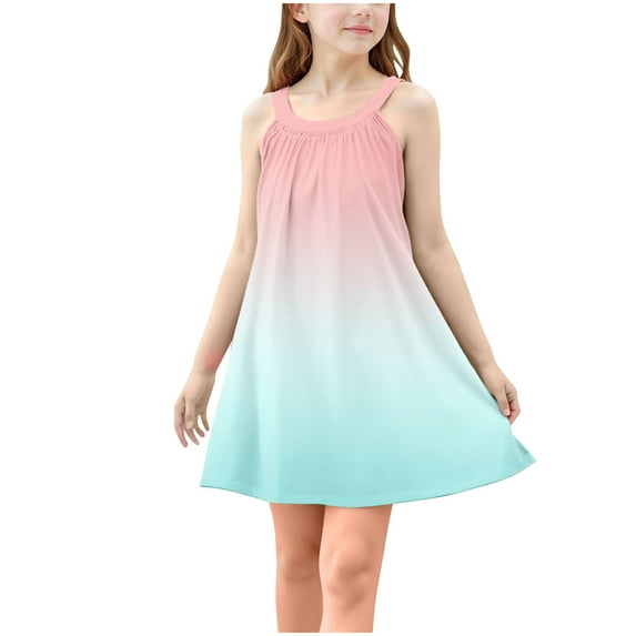 Ugoldhm Girls Sleeveless Dresses Casual Cute Print Cute Trendy Slip Dress Summer Clothes Size 4-15