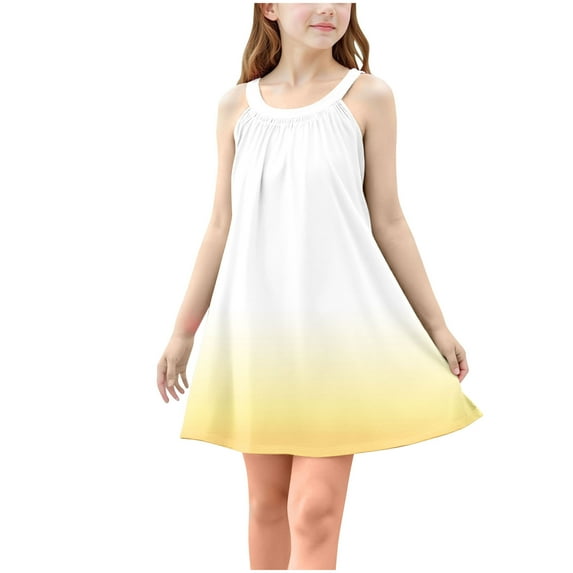 Ugoldhm Girls Sleeveless Dresses Trendy Casual Cute Cute Print Slip Dress Summer Clothes Size 4-15