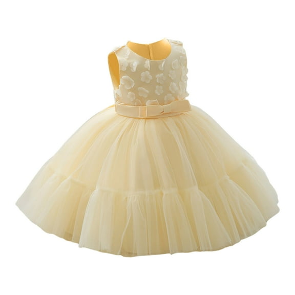 Ugoldhm Poofy Dresses for Girls Mesh Elegant Sleeveless Fashion Princess Dress Ball Gown Summer Outfits 6 Months-5 Years