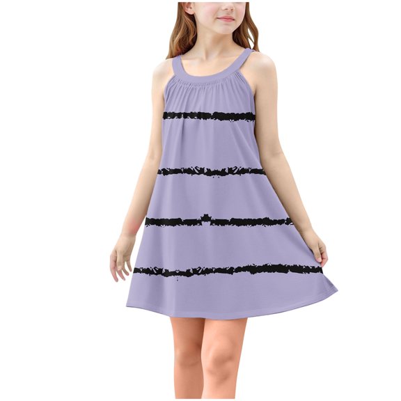 Ugoldhm Sleeveless Dresses for Girls Plaid Print Cute Casual Slip Dress Summer Clothes Size 4-15