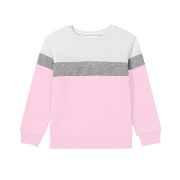 Ugoldhm Girls Pullover Sweatshirts Color Block Long Sleeve Tops Casual Fall Winter Shirts Sizes 1T-15Y
