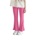 thumbnail image 1 of Ugoldhm Girls Ribbed Knit Flare Leggings, Elastic Waist Ruffle Hem Stretch Pants, 2-8 Years, 1 of 5