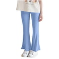 thumbnail image 1 of Ugoldhm Girls Ribbed Knit Flare Leggings, Elastic Waist Ruffle Hem Stretch Pants, 2-8 Years, 1 of 5