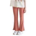 thumbnail image 1 of Ugoldhm Girls Ribbed Knit Flare Leggings, Elastic Waist Ruffle Hem Stretch Pants, 2-8 Years, 1 of 5